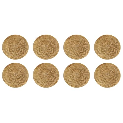 Goufride 8 x handgewebte Rattan-Tischsets, runde Rattan-Tischsets, natürlich gewebte Tischsets für Esstisch, Heizmatten von Goufride