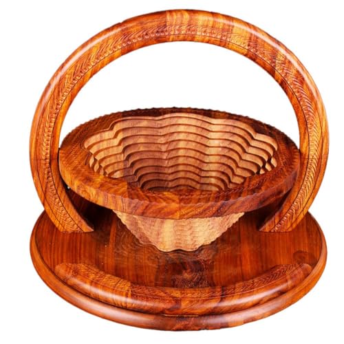 Goufride Handgefertigter Obstteller aus Holz, faltbar, für getrocknete Früchte, Brot, Nüsse, Körbe, einfach zu installieren, 1 Gitter von Goufride