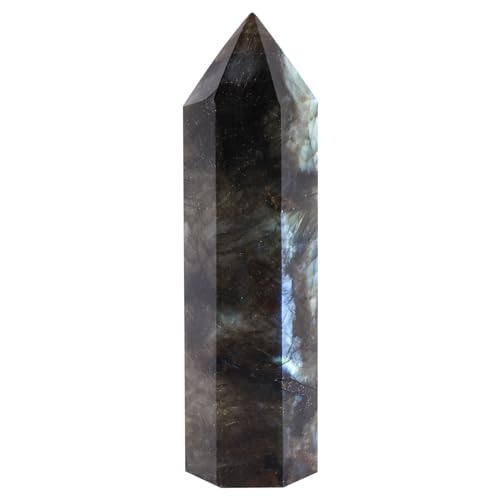 Goufride Mondstein Kristall SäUle NatüRlicher Labradorit Quarz Obelisk Kristall SäUle Zauber Stab Heilstein Wohnkultur 7-8Cm von Goufride