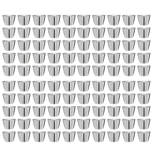 Goufride Soßenbecher aus Metall, 70 ml, Auflaufförmchen, Edelstahl, Dip-Soßenbecher, Metall, wiederverwendbar, 100 Stück von Goufride