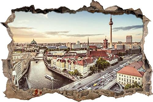 Gougeltd 3D Wandtattoo Berliner Skyline mit Fernsehturm Wandaufkleber Kinderzimmer Mädchen wandtattoo Teenager Wandtattoo Wanddeko fürs Kinderzimmer 56x84cm von Gougeltd