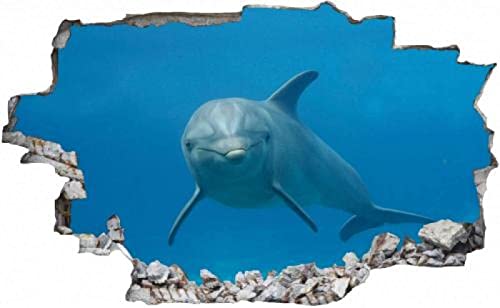 Gougeltd 3D Wandtattoo Mauerloch Wandsticker Wandaufkleber Durchbruch Delphin-Meeresfisch selbstklebend Schlafzimmer Wohnzimmer Wanddeko fürs Kinderzimmer 53x79cm von Gougeltd