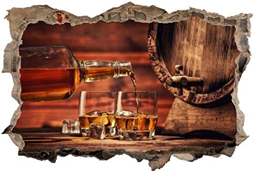 Gougeltd Wandtattoo - Whisky Alkohol Spirituosen Fass - Wandaufkleber - 3D Wandsticker - Wandbild selbstklebend Wanddeko fürs Kinderzimmer 56x84cm von Gougeltd