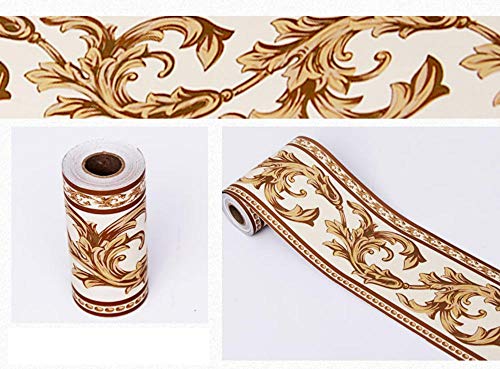 GouieRylin TapetenbordüRe BordüRe Selbstklebend Zum Aufkleben FüR Wohnzimmer KüChe Badezimmer Abnehmbare Wasserdicht Bodenleiste Pvc Dekorative BordüRe Braune Blumen 10cm X 900cm von GouieRylin