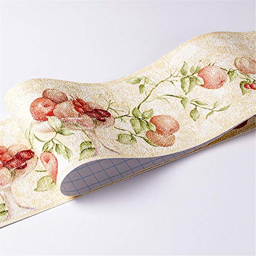 GouieRylin TapetenbordüRe BordüRe Selbstklebend Zum Aufkleben FüR Wohnzimmer KüChe Badezimmer Abnehmbare Wasserdicht Bodenleiste Pvc Dekorative BordüRe Grüne Frucht 10.6cm X 500CM von GouieRylin