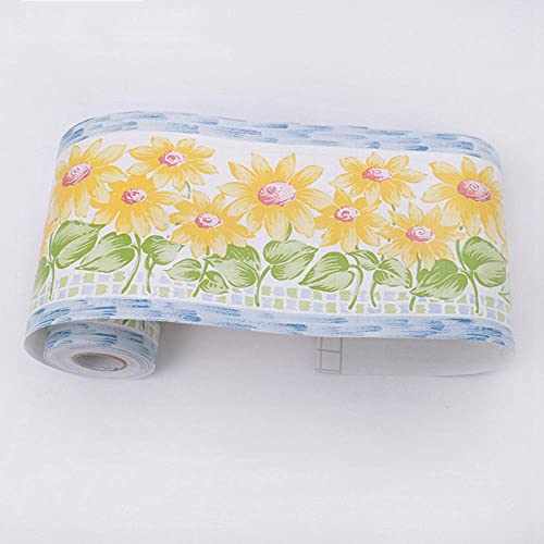 GouieRylin Tapetenbordüre selbstklebend PVC Sockelleiste Dekorative Bordüre Selbstklebende Home Bordüre Küche Tapetenbordüre selbstklebend für Badezimmer Wohnzimmer Sonnenblume 10.6×1000cm von GouieRylin