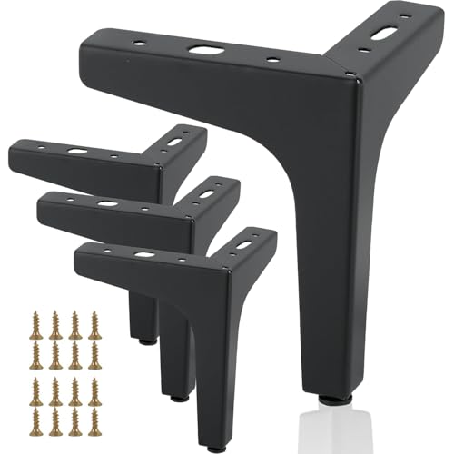 Goujfol 4 Stück Möbelfüße Schwarz, Möbelfüße Metall, Belastbar Bis 800 KG Schwarze Dreieck Tischbeine Möbelfüße Für Sofa,Couchtische,Schränke,TV-Schränke,Nachttisch,Schubladen(Hoch 15cm) von Goujfol