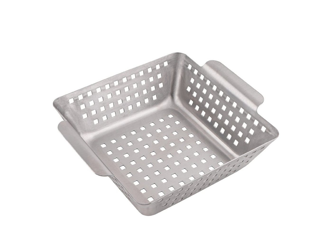 GOURMEO Grillplatte Edelstahl Grillkorb für Gemüse und Kartoffeln, 21x21x7 cm, Grillkorb Edelstahl 21x21x7 cm für Gemüse und Kartoffeln von GOURMEO