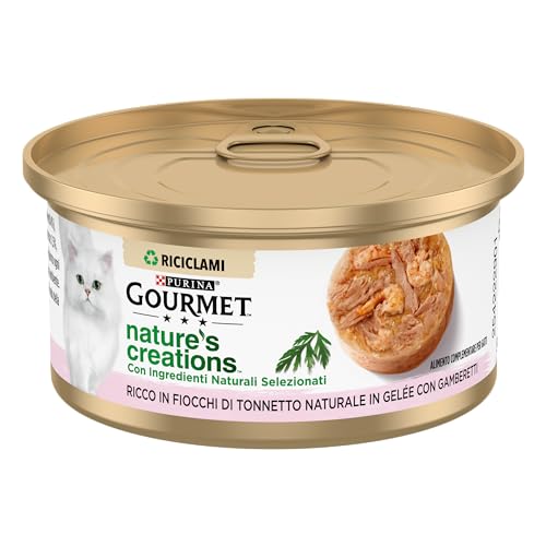 GOURMET Nature's Creations Natur-Tonnett-Flocken aus Gelée mit Garnelen, Ergänzungsfuttermittel für ausgewachsene Katzen, 70 g Dose GOURMET Nature's Creations Natur-Tonnett-Flocken aus Gelée mit Garnelen, Ergänzungsfuttermittel für ausgewachsene Katzen, 70 g Dose von Gourmet