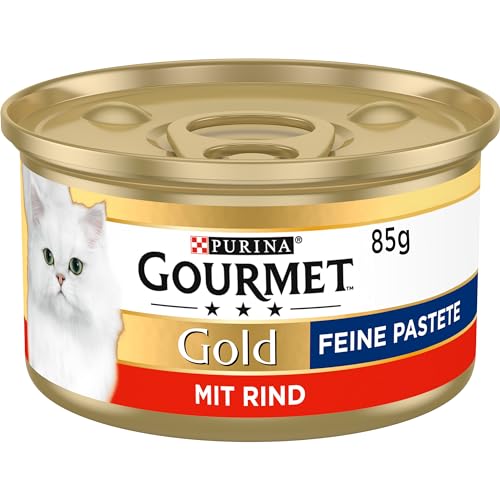 Gourmet Gold Feine Pastete Katzenfutter nass, mit Rind, 12er Pack (12 x 85g) von Gourmet