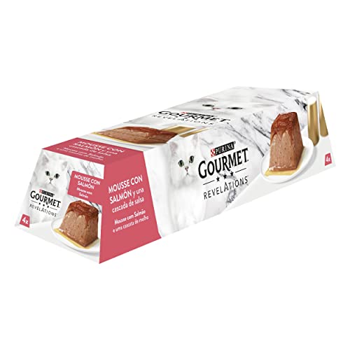 Gourmet Purina Revelations Mousse mit Sauce, Nassfutter für Katzen, Lachs, 6 Packungen mit 4 Pyramiden, 57 g - 24 Stück Gourmet Purina Revelations Mousse mit Sauce, Nassfutter für Katzen, Lachs, 6 Packungen mit 4 Pyramiden, 57 g - 24 Stück von Gourmet