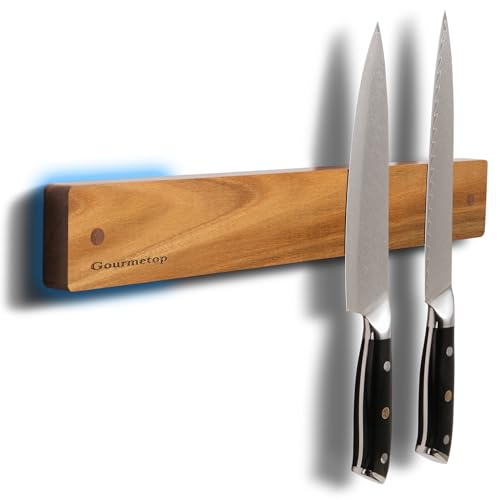 Gourmetop Magnetischer Messerhalter für die Wand 30 cm, magnetischer Messerstreifen ohne Bohren, Messerhalter aus Akazienholz für den Kühlschrank, starker Messermagnet und Messerhalter Gourmetop Magnetischer Messerhalter für die Wand 30 cm, magnetischer Messerstreifen ohne Bohren, Messerhalter aus Akazienholz für den Kühlschrank, starker Messermagnet und Messerhalter von Gourmetop