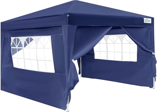 Goutime Pop up Gazebo 3m x 3m Schwere Gewerbeklasse – Kommerzieller Sofortaufbau-Event Shelter, Gartenüberdachung, Outdoor-Camping-Markise inklusive 4 Zeltwandpaneelen (Marineblau) von Goutime