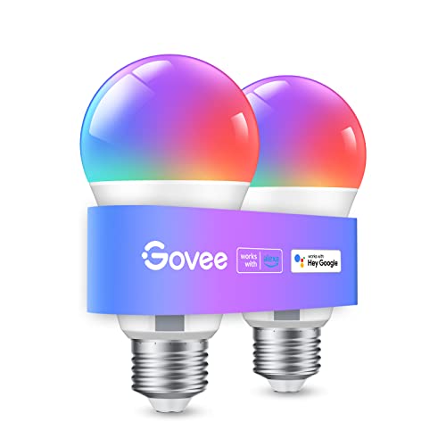 Govee Smarte Glühbirne E27, Farbwechsel mit Musiksynchronisation Lampe, 54 Szenen, 16 Millionen DIY-Farben, WiFi & Bluetooth LED Smart Bulb Funktionieren mit Alexa Google Assistant Heim-App, 2 Stück von Govee