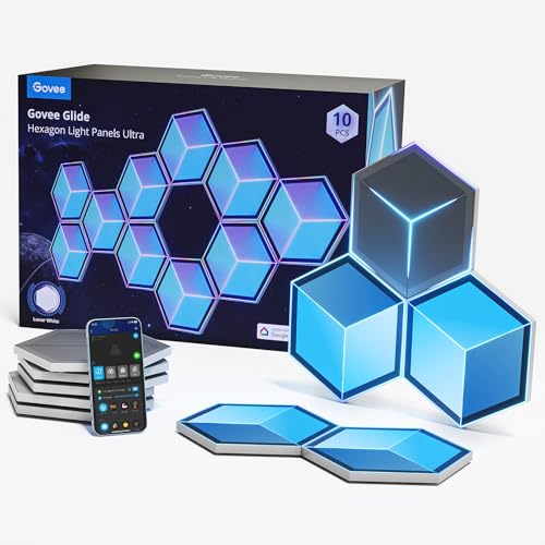 Govee Glide Hexagon Light Ultra, RGBIC 3D , Wi-Fi Wandleuchte 129 LEDs funktioniert mit Alexa, 60 Szenenmodi, für Gaming, Wand, Zimmer Deko, 10 Panels Meteor Grau Govee Glide Hexagon Light Ultra, RGBIC 3D , Wi-Fi Wandleuchte 129 LEDs funktioniert mit Alexa, 60 Szenenmodi, für Gaming, Wand, Zimmer Deko, 10 Panels Meteor Grau von Govee