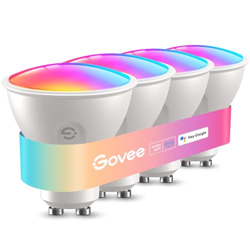 Govee Glühbirne GU10 LED RGBWW, Smarte Glühbirne Funktioniert mit Matter, Alexa, Google Home, 400LM WLAN LED Lampe Dimmbare Farbwechsel, 56 Szenen, Smart Bulb GU10 Synchronisierung mit Musik 4 Packung von Govee