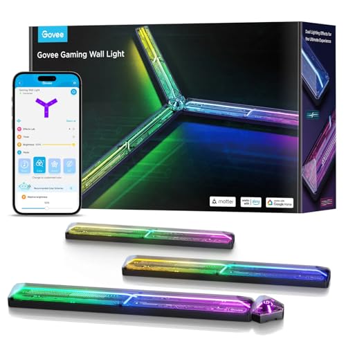 Govee LED Gaming Glide Wall Light, RGBIC Wandleuchte mit DIY Cyberpunk-Stil Formen und Farben, 60+ Szeneneffekte, Smart Light Kompatibel mit Matter und Alexa, Gaming Licht Deko, 3pcs und 1 Ecke Govee LED Gaming Glide Wall Light, RGBIC Wandleuchte mit DIY Cyberpunk-Stil Formen und Farben, 60+ Szeneneffekte, Smart Light Kompatibel mit Matter und Alexa, Gaming Licht Deko, 3pcs und 1 Ecke von Govee