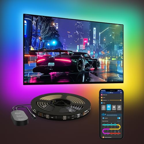 Govee LED TV Hintergrundbeleuchtung 4,6M, RGBIC LED Streifen für 70-80-Zoll TVs, Steuert durch Bluetooth und Wi-Fi, Funktioniert mit Alexa & Google Assistant, 11 Musikmodi, 219+ Szenenmodi von Govee