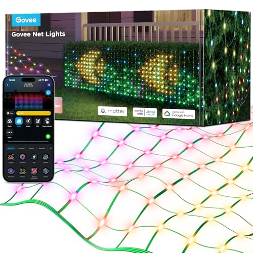 Govee Lichterkette Netz für Büsche mit 480 LEDs, 0.87×2.9M Smart Lichternetz Außen mit Vielfältige Modi, DIY Funktion für Strauch, Rasen Dekor, IP65 Wasserdicht, Kompatibel mit Alexa von Govee