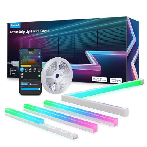 Govee RGBIC LED Strip mit Profil,10M Smart LED Streifen Kompatibel mit Alexa & Google Assistant, 64 Szenenmodi, APP-Steuerung, Schiene mit Leisten für Schlafzimmer, Sockelleisten, Kabinett, von Govee