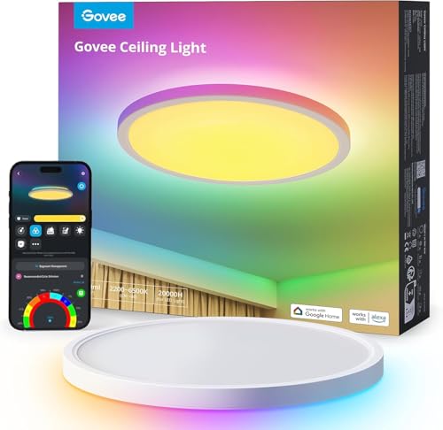 Govee Deckenleuchte RGBIC Smart, 24W Ø30cm Led Deckenleuchte dimmbar, Deckenlampe Led mit 16 Millionen DIY Farben, Kompatibel mit Alexa & Google Assistant, für Schlafzimmer Govee Deckenleuchte RGBIC Smart, 24W Ø30cm Led Deckenleuchte dimmbar, Deckenlampe Led mit 16 Millionen DIY Farben, Kompatibel mit Alexa & Google Assistant, für Schlafzimmer von Govee