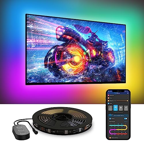 Govee TV LED Hintergrundbeleuchtung, RGBIC TV LED Strip für 55-65 Zoll Fernseher, 3,8 M Intelligente LED Streifen mit Bluetooth & WLAN Steuerung, Funktioniert mit Alexa & Google Assistant, Musiksync von Govee
