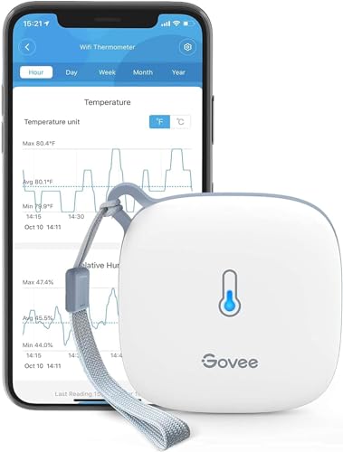 Govee WLAN Thermometer Hygrometer Innen, WiFi Thermo Hygrometer mit App Benachrichtigung und Datenspeicherung, geeignet für Gewächshaus, Weinkeller, weiß von Govee