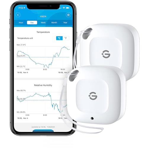 GoveeLife Bluetooth-Thermometer-Hygrometer,80 m, intellig.Temp.- und Luftfeuchtemessgerät mit App-Benachrichtigung, 2 Jahre gratis Datenspeicherung + -export,für Schlafzimmer, Gewächshaus, Weinkeller GoveeLife Bluetooth-Thermometer-Hygrometer,80 m, intellig.Temp.- und Luftfeuchtemessgerät mit App-Benachrichtigung, 2 Jahre gratis Datenspeicherung + -export,für Schlafzimmer, Gewächshaus, Weinkeller von GoveeLife