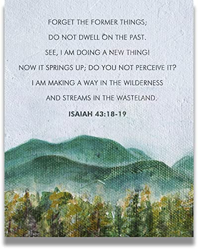 Do Not Dwell On The Past - Isaiah 43: 18 - 19 Bibelvers - Christliche Wandkunst - Minimalistische Aquarell-religiöse Skripturen Wanddeko - Bauernhaus-Dekor - 20,3 x 25,4 cm von Govivo