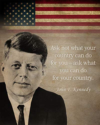 John F Kennedy Zitat – Ask not what your country can do Kunstdruck, 28 x 35 cm, ungerahmt von Govivo