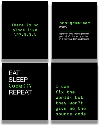Office Decor – Computer Science Art – Set mit 4 Geek Wandkunst – lustiges Geschenk für ICT-Lehrer, Studenten, Coding Nerd, Computerprogrammierer, Papa – 20,3 x 25,4 cm ungerahmter Druck Office Decor – Computer Science Art – Set mit 4 Geek Wandkunst – lustiges Geschenk für ICT-Lehrer, Studenten, Coding Nerd, Computerprogrammierer, Papa – 20,3 x 25,4 cm ungerahmter Druck von Govivo