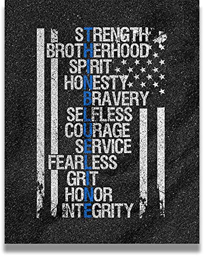 Thin Blue Line – Polizei-Kunstdruck mit dunkelgrauem Hintergrund – ungerahmtes Kunstwerk auf Fotopapier gedruckt von Govivo