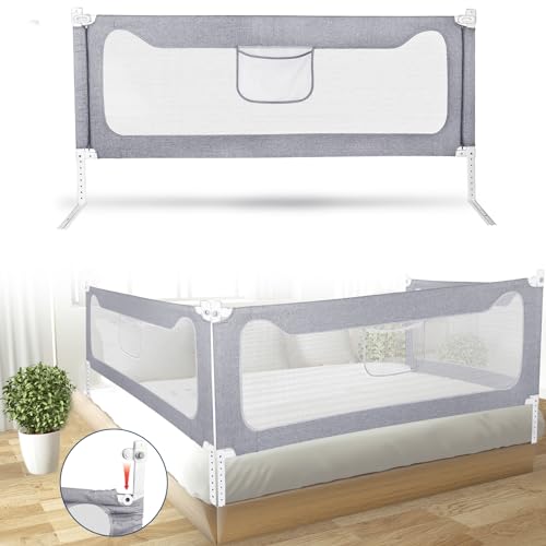 Gowkeey Rausfallschutz Bett boxspringbett Bettgitter für Kinder Bettschutzgitter Bed Rail stabile Bauweise Sicheres & höhenverstellbares Bettschutzgitter für Kinderbetten, Zwilling, Doppelbett von Gowkeey