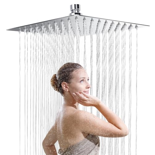 Regendusche Square 8 Zoll, 304 Edelstahl Duschkopf Regendusche, Wassersparend Regenduschkopf mit 90 Anti Kalk Düsen, 360° Verstellbarer Regendusche Duschkopf (Square) von Gowkeey