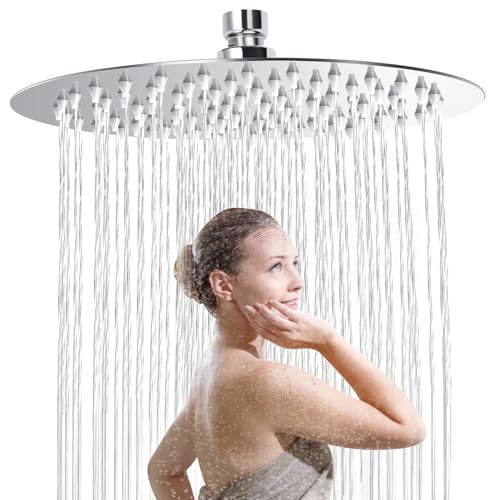 Regendusche Runden 8 Zoll, 304 Edelstahl Duschkopf Regendusche, Wassersparend Regenduschkopf mit 90 Anti Kalk Düsen, 360° Verstellbarer Regendusche Duschkopf von Gowkeey