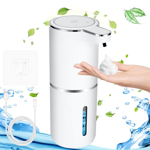 Seifenspender Automatisch, 380ml Elektrischer Seifenspender Wiederaufladbar mit Sensor, 4 einstellbare Stufen, IPX5 Wasserdicht Seifenspender Wandbefestigung für Küche Badezimmer - Schaum von Gowkeey