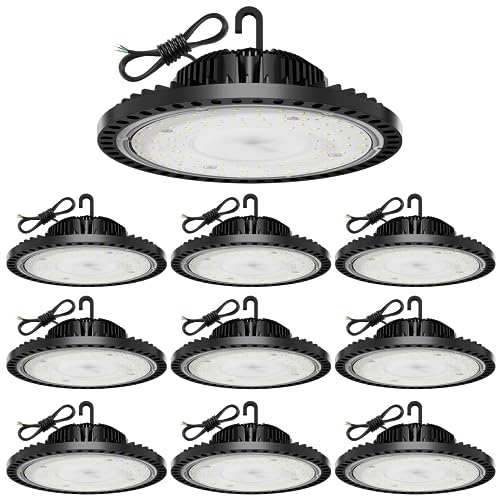 Led Hallenstrahler, LED UFO Industrielampe 100W 10000LM Superhell Hallenstrahler LED, 6500K Kaltweiß LED Hallenbeleuchtung, IP65 Wasserdicht LED Werkstattlampe Deckenleuchte für Garage Fabrik -10 Pack von Gowtall