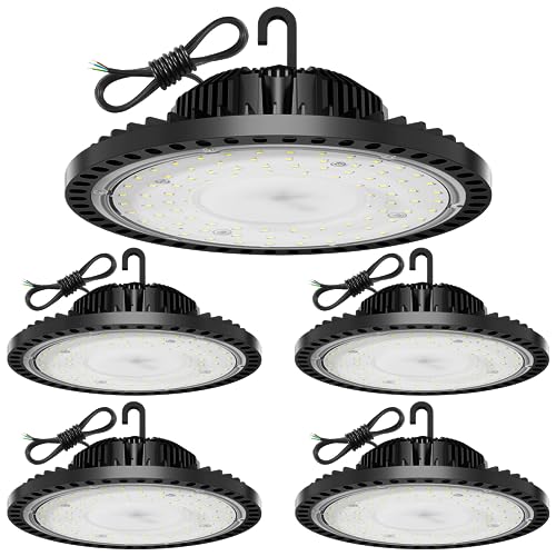 Led Hallenstrahler, LED UFO Industrielampe 100W 10000LM Superhell Hallenstrahler LED, 6500K Kaltweiß LED Hallenbeleuchtung, IP65 Wasserdicht LED Werkstattlampe Deckenleuchte für Garage Fabrik - 5 Pack von Gowtall