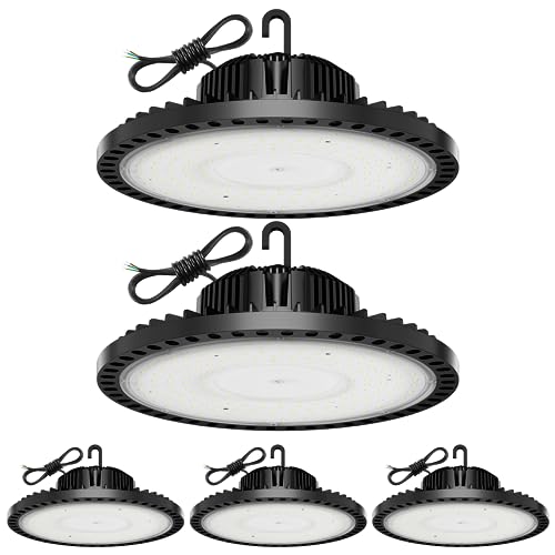 Led Hallenstrahler, LED UFO Industrielampe 200W 20000LM Superhell Hallenstrahler LED, 6500K Kaltweiß LED Hallenbeleuchtung, IP65 Wasserdicht LED Werkstattlampe Deckenleuchte für Garage Fabrik - 5 Pack von Gowtall