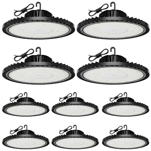 Led Hallenstrahler, LED UFO Industrielampe 300W 30000LM Superhell Hallenstrahler LED, 6500K Kaltweiß LED Hallenbeleuchtung, IP65 Wasserdicht LED Werkstattlampe Deckenleuchte für Garage Fabrik -10 Pack von Gowtall