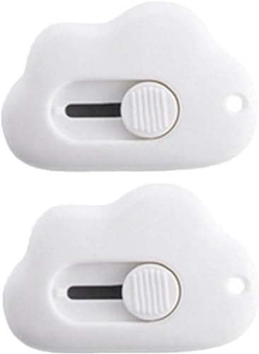 2 Stück Wolkenform Mini Art Cutter Tragbares Einziehbares Messerhandbuch Schneidpapier Für Umschläge Für Plastikbeutel Expace Expacking Weiß von Gowxs