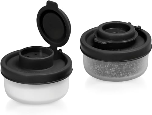 2er Packung kleine Salz- und Pfefferstreuer für unterwegs - Mini Streuer Set für Salz und Pfeffer mit Deckel zum mitnehmen - Perfekt für Reisen, Camping und to-Go - Verschließbar - 40g von Gowxs