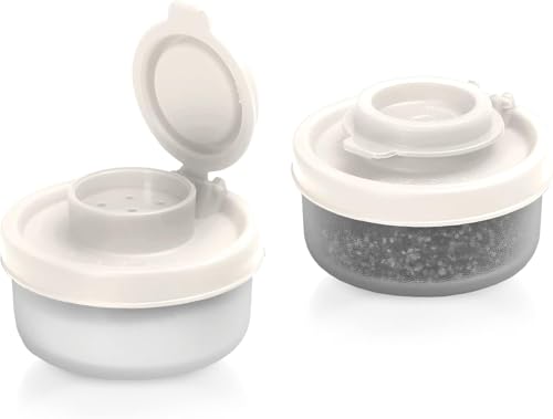 2er Packung kleine Salz- und Pfefferstreuer für unterwegs - Mini Streuer Set für Salz und Pfeffer mit Deckel zum mitnehmen - Perfekt für Reisen, Camping und to-Go - Verschließbar - 40g von Gowxs