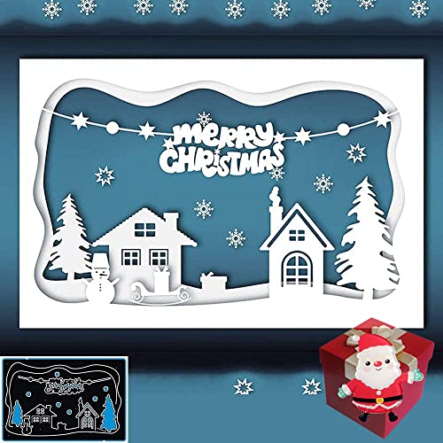 Frohe Weihnachten Stanzformen, Schneehaus, Stanzschablonen für DIY, Scrapbooking, Album, dekorative Hochzeitseinladung, Papierschablonen, Kartenherstellung, mattes Platin von Gowxs