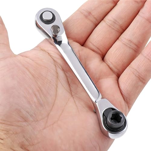 Silber Ratschenschlüssel 1/4 Zoll Mini Doppelkopf 72 Zähne Antrieb Stecknuss und Schraubendreher Bit Ratschen Set Rotator Praktisches Zubehör Werkzeug 5 Grad Schnellmontage Release Schraubenschlüssel von Gowxs