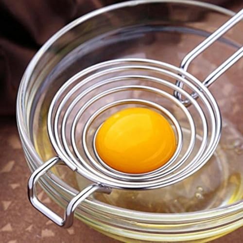 Silberner Eiertrenner Eigelb Weiß Trennwerkzeug Lebensmittelqualität Edelstahl Eierteiler Eiersieb Eiersieb Eierausdreher Küchenhelfer Kochen Backwerkzeug Spülmaschinenfest Spezialwerkzeuge von Gowxs