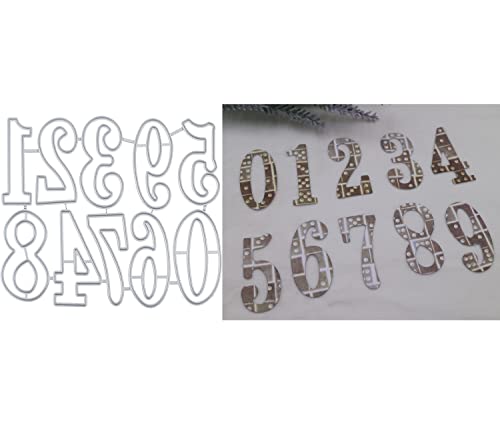 Stanzformen für Kartenherstellung, Stanzschablonen für Bastelarbeiten, Scrapbooking, Fotoalbum, dekorative Prägepapier-Stanzformen für Kartenherstellung, Vorlage + niedliche Brosche (Zahlen 0–9) von Gowxs