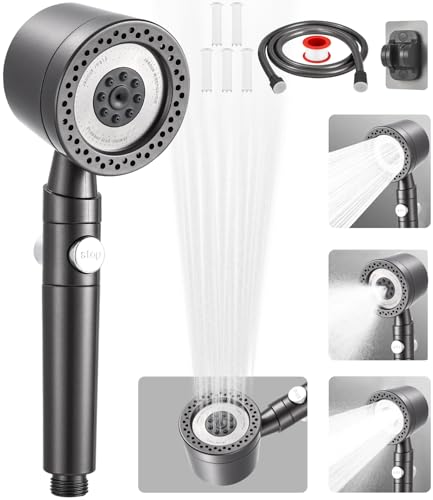 Duschkopf mit Filter und 15 Stufen-Filtration, Hochdruck Handbrause mit 1,5m Schlauch, 6 Strahlarten + Wassersparend (A+++), Entfernt Hartes Wasser, Chlor, Schwermetalle, Inkl. von Goxiry
