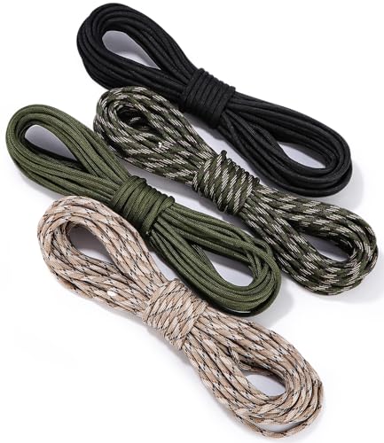 Goxiry 48 m Paracord 4 mm Reißfestem 100% Nylon Seil 9 Kern-Strängen 4 Stück x 12 m Paracord Set Hält bis zu 280 kg 620 lbs Wetterfestes Seil für Survival Camping Outdoor von Goxiry
