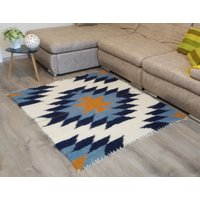 Blauer Azteken Teppich 155 cm, Teppich, Aztek Blauer Azteken Teppich 155 cm, Teppich, Aztek von Goycarpets